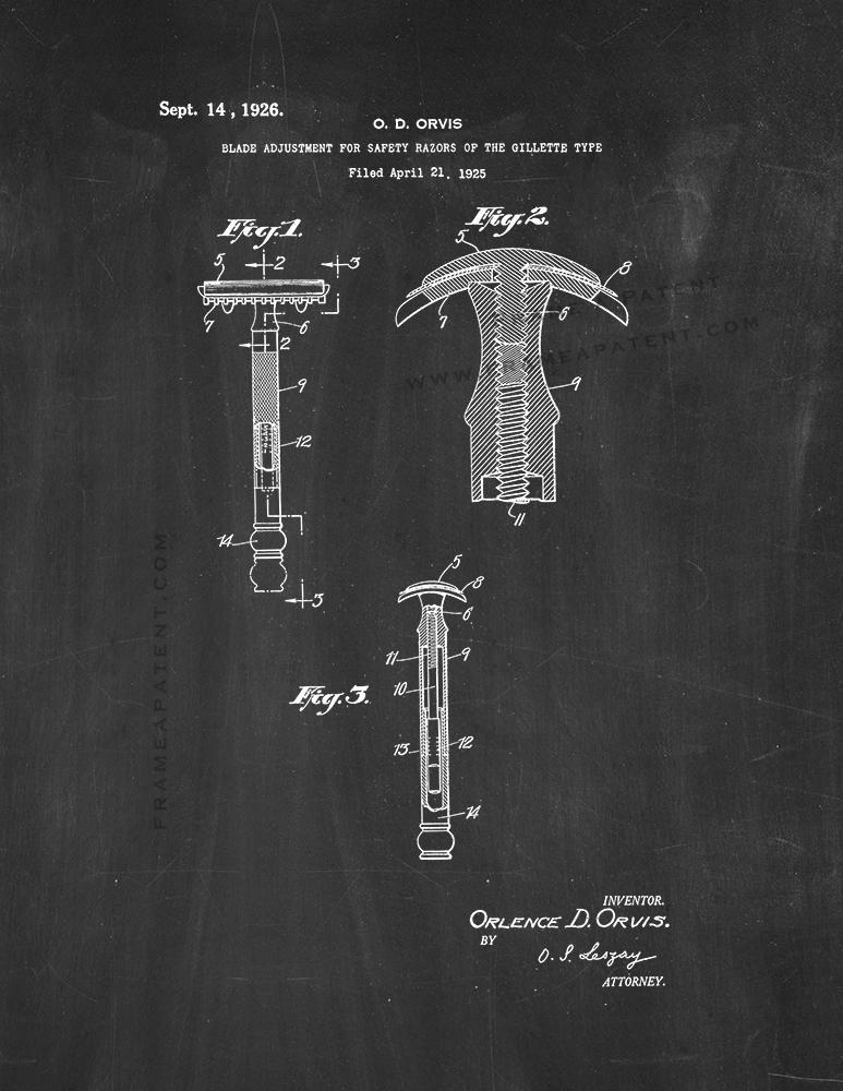 blade adjustment for safety razors of the gillette type patent print - chalkboar