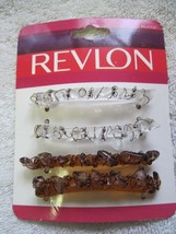 4 Revlon Clear Amber Plastic Rocks Secure Tight Hair Barrettes Clips Pins 2005 - $8.00