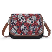 Mondxflaur Rose Skull Messenger Bag for Women PU Leather Crossbody Bag S... - $26.99