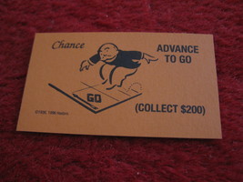 2004 Monopoly Board Game Piece: Advance To Go Chance Card - $1.00