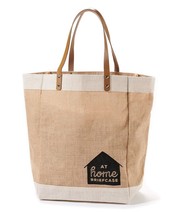 Briefcase Tote Shopping Bag Jute With Leather Handles Environmentally Friendly