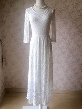 Ivory White LACE DRESS Long Lace Dress Bohemian Beach Dress Long Sleeve Wedding