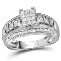 10kt White Gold Princess Diamond Cluster Bridal Wedding Engagement Ring 1/2 Ctw - $559.00