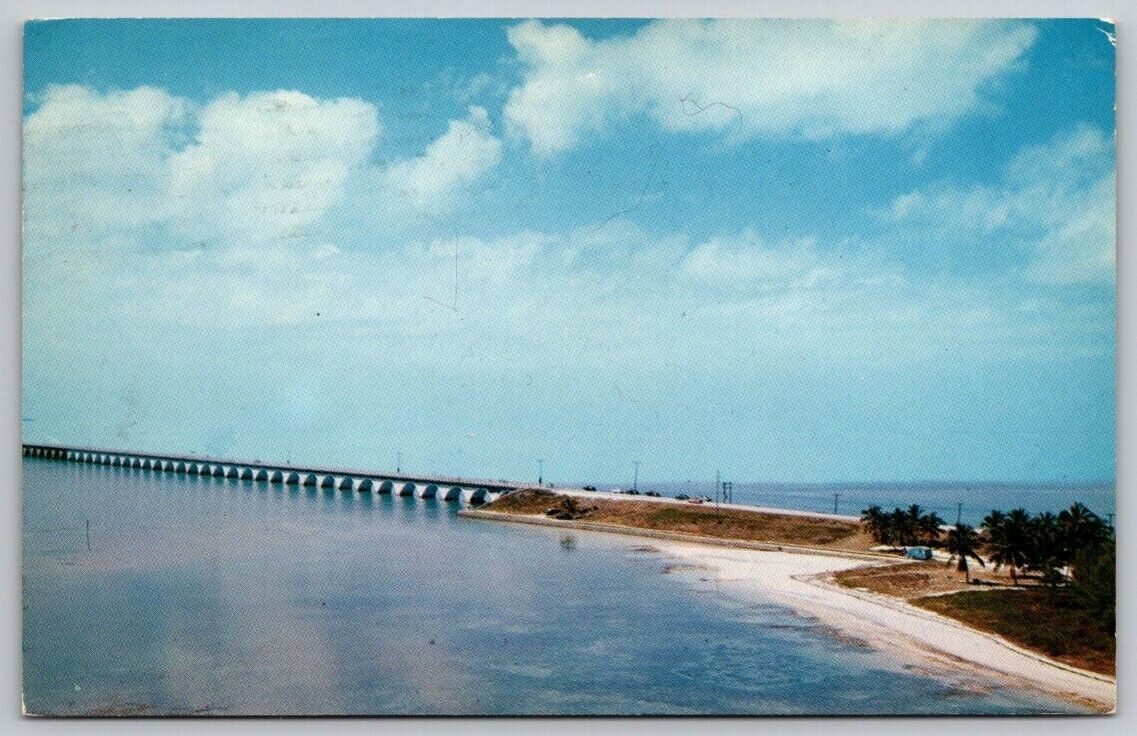 1959 Long Key bridge and Beach along Keys Florida Postcard ...