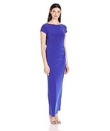 Marina Women&#39;s Short Sleeve Ruch Gown with Back Detail, Cobalt, 14 - $103.04
