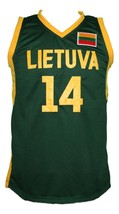 Jonas Valanciunas Lithuania Custom Basketball Jersey New Sewn Green Any Size image 4