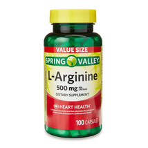 Spring Valley L-Arginine Capsules 500mg Heart Health 100 Count - $20.75