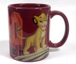 Disney The Lion King Coffee Tea Mug Simba Dark Red Ceramic SIMBA EUC - $14.69