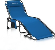 Kingcamp Portable Lounge Chair 4-Fold Folding Camping Cot Adjustable Patio - $121.99