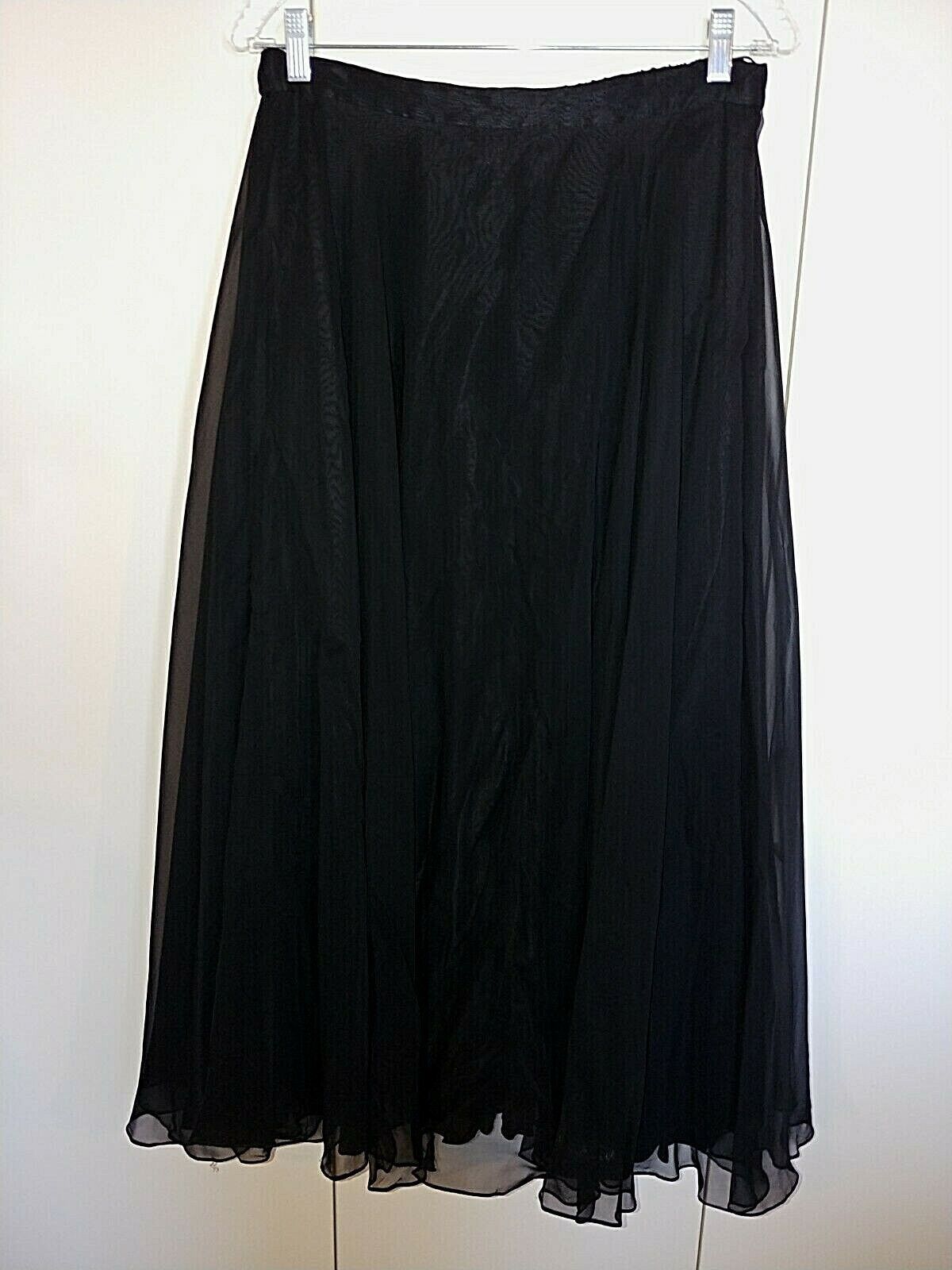 NITE LINE LADIES LOVELY FLOWING BLACK SHEER/LINED FULL LONG SKIRT-12 ...