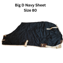 Big D Horse Sheet Navy White or Cream Trim size 80 with Matching Hood USED image 1