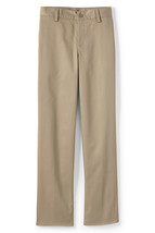 Lands End Uniform Blend Plain Front Chino Pant (Khaki, Boys 20 / 26" Inseam) - $12.99