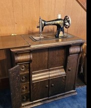 Rare Tiffany Singer 115 Sewing Machine In A Treadle Parlor Cabinet Worki... - $2,612.50