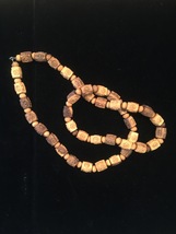 Vintage 50s hand carved wood bead necklace
