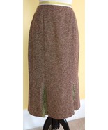 BIACCI Taupe Brown/Beige Knit Tulip Skirt w/ Crocheted Moss Green Godets... - $9.70