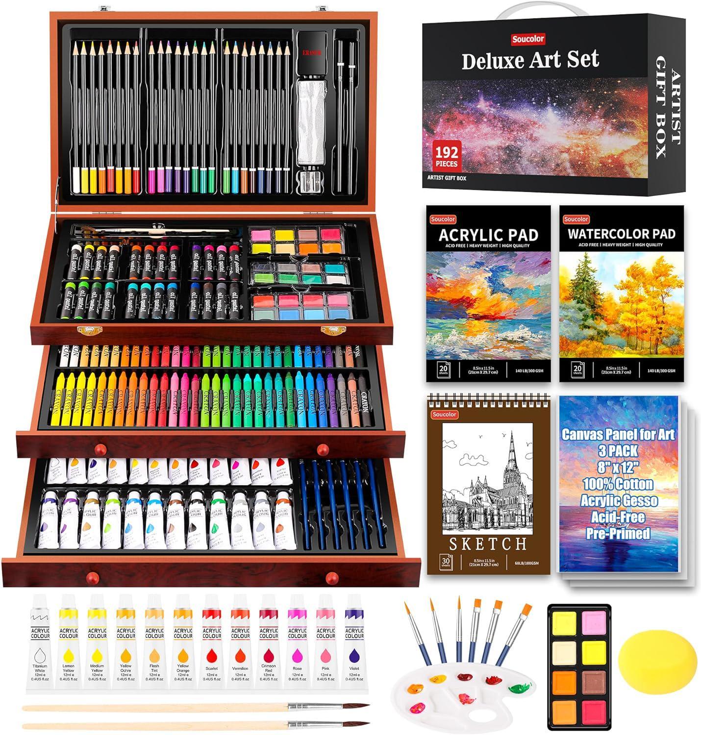 HIFORNY 60 Pcs Drawing Kit Sketching Pencil Set,Sketch Pencils Art Supplies  with 3-Color Sketchbook,Graphite,Charcoal,Drawing Pencils for Adults