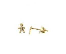 18K YELLOW GOLD EARRINGS SMALL FLAT BOY, SHINY, SMOOTH, 5mm, MADE IN ITALY - $174.00