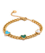 Yhpup Acrylic Heart Chain Bangle Bracelet for Women Stainless Steel Gold... - $12.26
