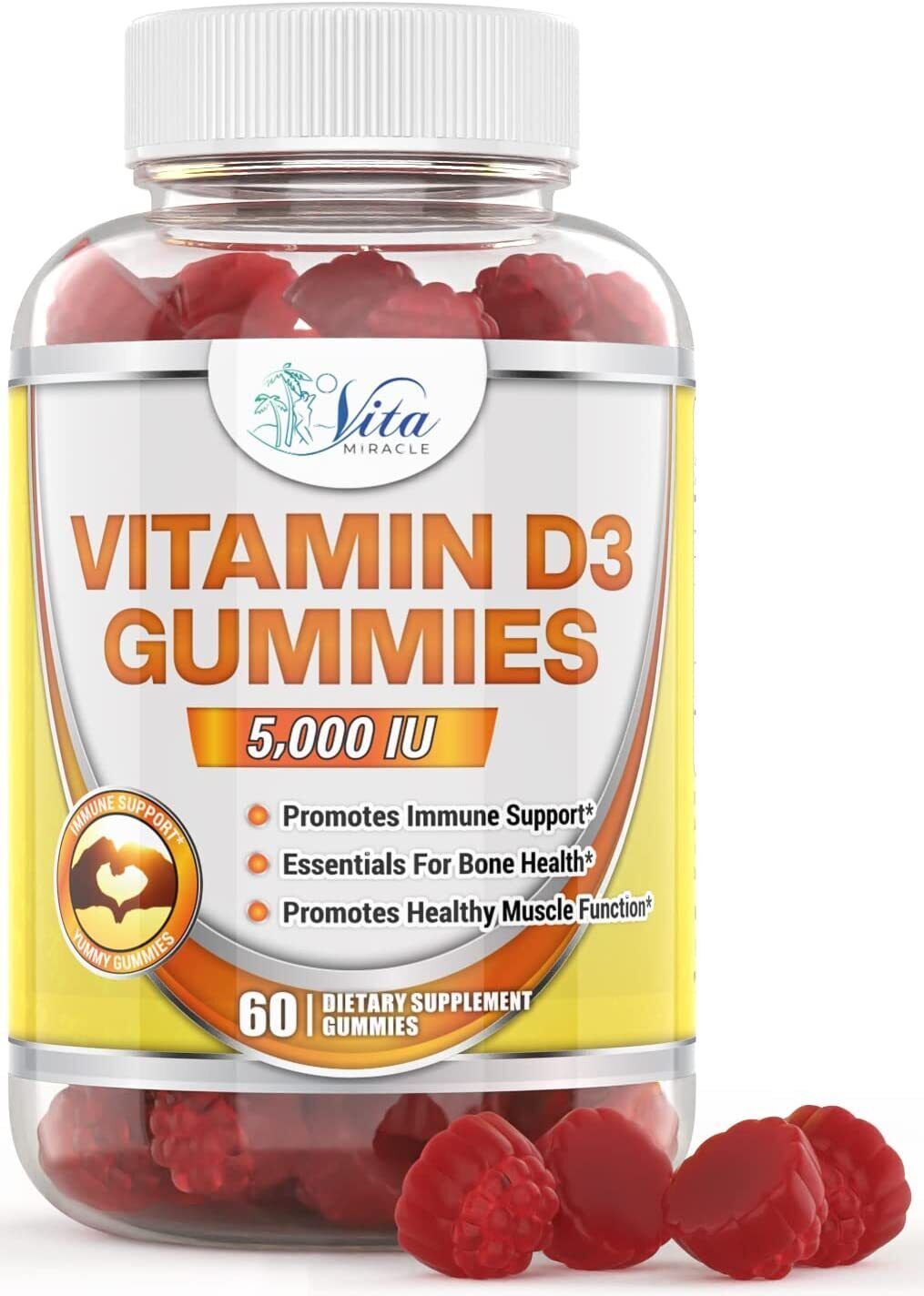 Vitamin D Gummies for Adults Kids Vitamin D3 Gummies for Adults 60ct