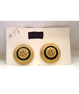 Vintage Gold one and Black Medallion Post Earrings 1980&quot;s - $9.99
