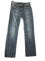 Arizona Jeans Co Girls 14 Regular Straight Leg Blue Denim Jeans Rhinestones Pant - $9.60