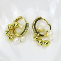 5 Pairs Fresh water Pearls earrings Handmade Beaded dangle earrings  Round Beade - $51.51