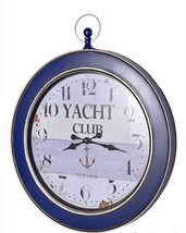 Blue Border Wall Clock Rustic 34" High Nautical Yacht Club Sentiment Metal