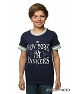 Majestic New York Yankees Boys Round Neck Tee, Blue, Large - $17.76