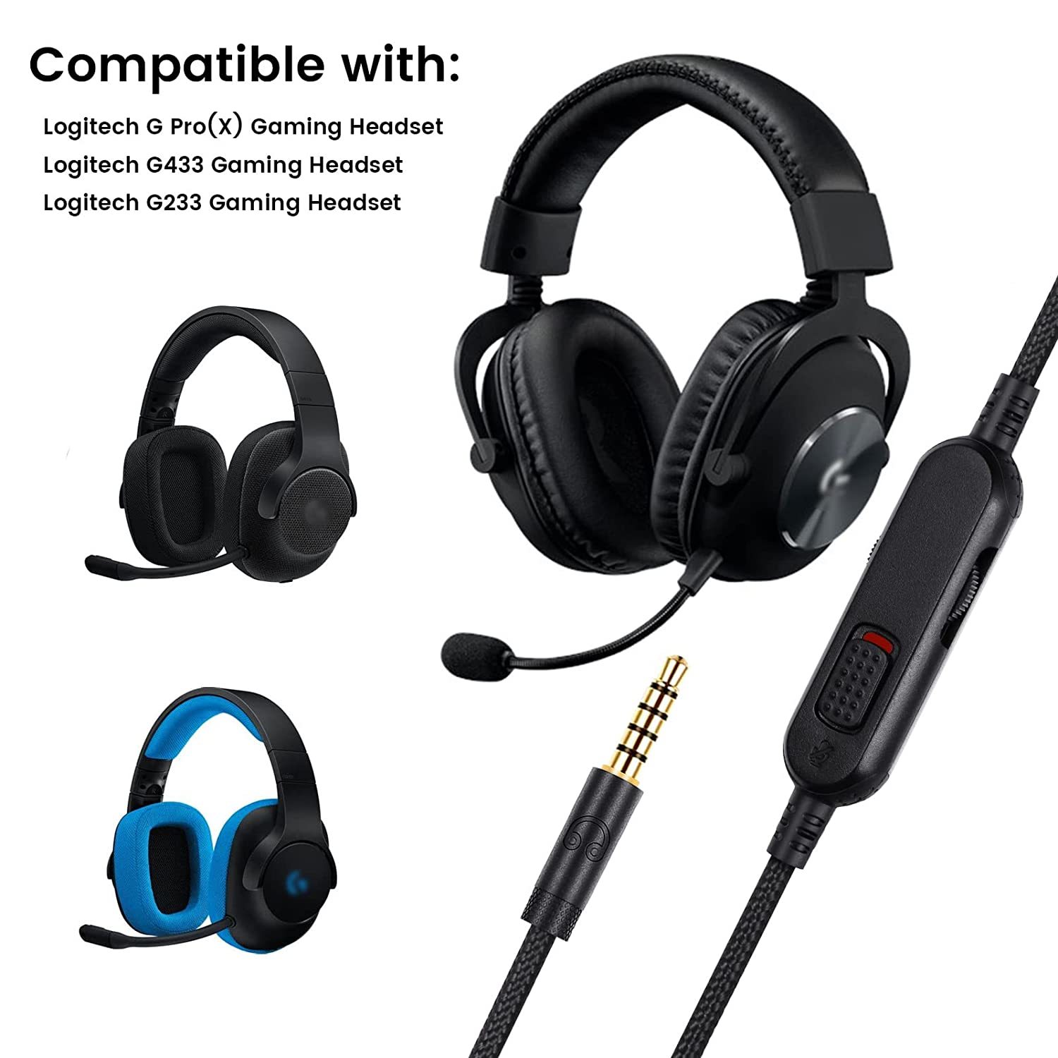 G Pro X Cord Detachable Gaming Headset Cable Replacement For, 6Ft Long. Video Game Consoles