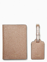 Kate Spade Travel Matching Set Glitter Rose Gold Passport Case Luggage T... - $98.01