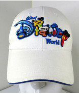 Walt Disney World White Strapback Hat Embroidered Chunky Logo Mikey Stit... - $14.80