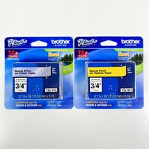 Brother P-Touch 3/4" TZE-141 Black Print Clear Tape & TZE-641 Yellow Tape NIP - $23.23