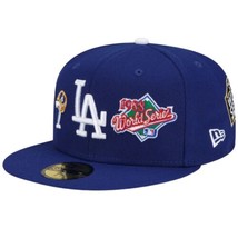 New Era Los Angeles Dodgers Championship Rings 7x 59FIFTY Fitted Hat Size 7 3/8 - $59.94