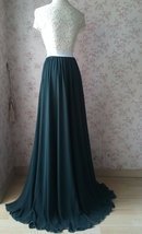Dark Green Plus Size Maxi Chiffon Skirt Dark Green Bridesmaid Maxi Chiffon Skirt image 12