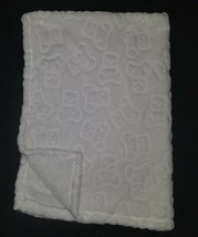 Baby Starters White Embossed Teddy Bear Baby Blanket Lovey Fleece Soft 30" x 40" - $25.21