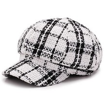 Women Hat Plaid Beret Woman Autumn Winter Fashion Newsboy Hat Hat Black White  P - $190.00