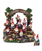 Miniature Gnome Figurines Set of 12 and Fantasy Gnome World Displayer for All