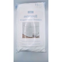 Full size bed skirt 53&quot; W x 74&quot; L 15&quot; drop white bedskirt easy wrap arou... - $23.89