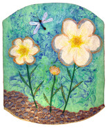 White Tulle Flowers: Quilted Art Wall Hanging - $320.00