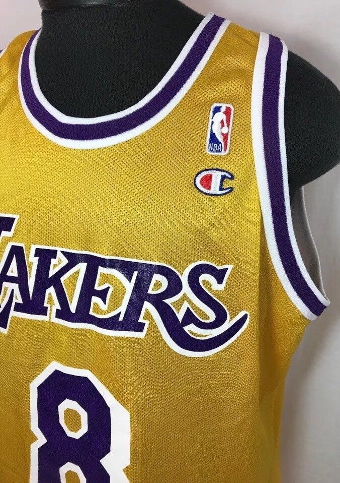 VTG Champion Kobe Bryant Jersey LA Lakers #8 NBA Vintage 90s Size L (44)  Yellow