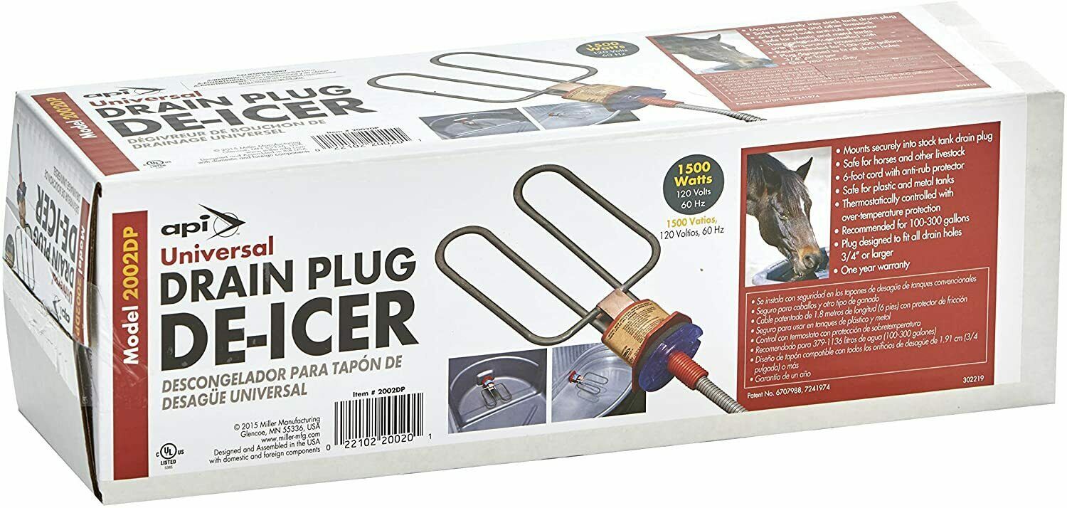 API UNIVERSAL DRAIN PLUG STOCK TANK DEICER Horse