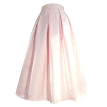 PINK Midi Pleated Skirt Outfit Women Romantic Satin Polyester Pleated Midi Skirt image 6
