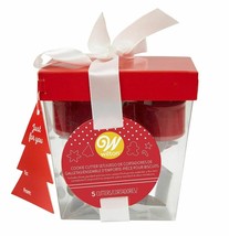 Wilton Metal 5 Pc Cookie Cutter Set Christmas Gift Set Box Red White - $8.70