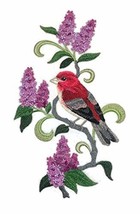 New Hampshire Purple Finch and Purple Lilac Medley Custom Embroidery Iron on/Sew - $25.74