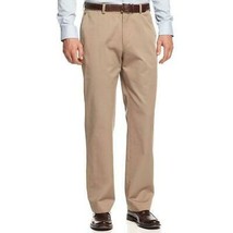 New Mens Haggar Classic Eclo Chino Khaki Flat Front Dress Pants Size 34 X 29 - $22.22