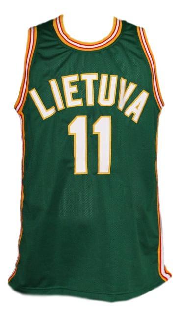 Arvydas sabonis  11 lietuva lithuania custom basketball jersey green   1