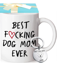NEW Best F❤️cking Dog Mom Ever Ceramic Mug &amp; Keychain Set w/ gift box 11... - $12.50
