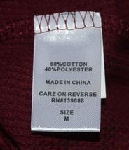 Univibe UB221470 Medium Deep Burgundy Color Long Sleeve Thermal Shirt image 4