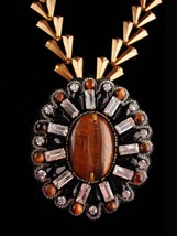 FABULOUS TigerEye necklace - signed statement jewelry - 22&quot; long - coutu... - $145.00