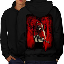 Girl Hunter Wild Fantasy Sweatshirt Hoody Scary Wolf Men Hoodie Back - $20.99
